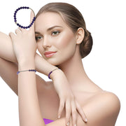 Pulsera de ágata morada y central de bolitas de plata