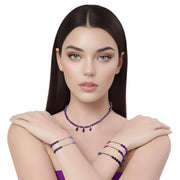 Set de Pulsera y Collar de ágata morada facetada
