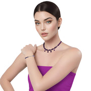 Set de Pulsera y Collar de ágata morada facetada de 4 lágrimas
