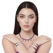 Set de Pulsera y Collar de ágata morada facetada de 4 lágrimas
