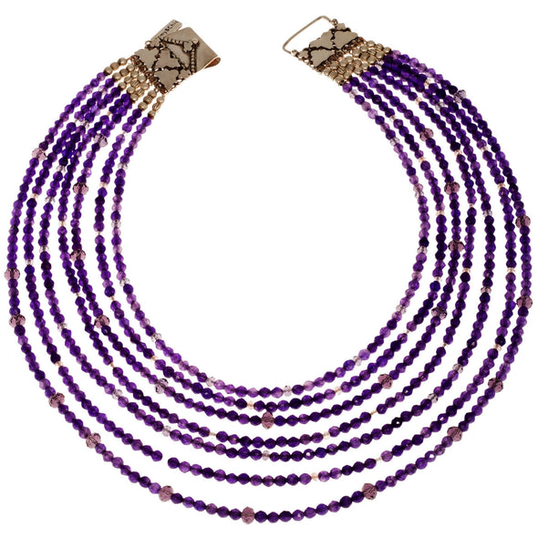 Collar de ágata morada de 7 vueltas