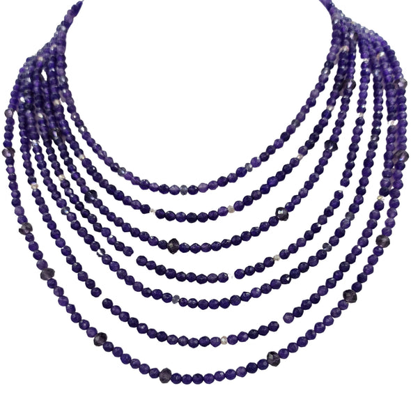 Collar de ágata morada de 7 vueltas