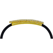 Pulsera de cuero negro con pieza dorada de brillantes de strass