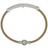 Pulsera de cuero beige con tubo de strass plateado